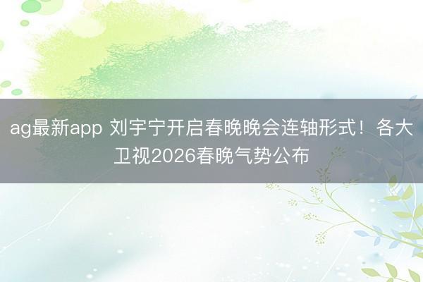 ag最新app 刘宇宁开启春晚晚会连轴形式！各大卫视2026春晚气势公布
