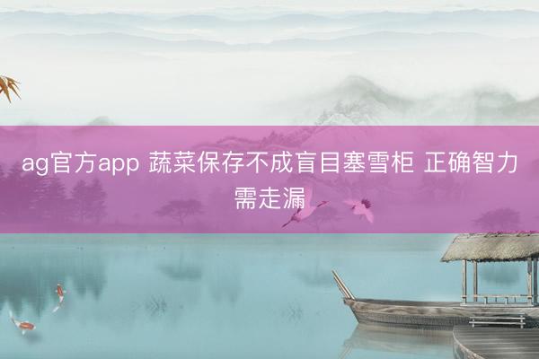 ag官方app 蔬菜保存不成盲目塞雪柜 正确智力需走漏