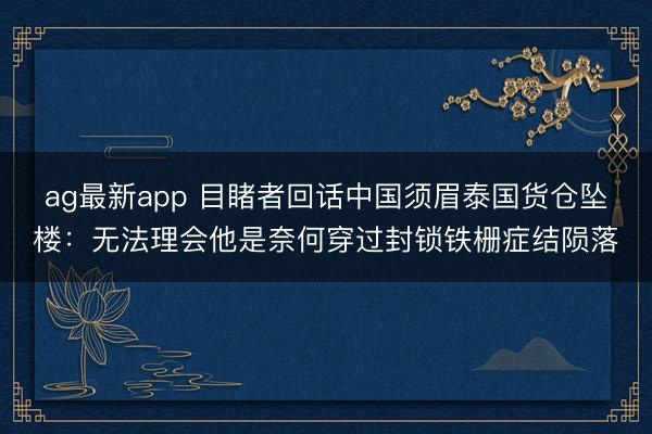 ag最新app 目睹者回话中国须眉泰国货仓坠楼：无法理会他是奈何穿过封锁铁栅症结陨落