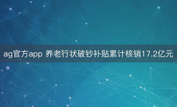 ag官方app 养老行状破钞补贴累计核销17.2亿元